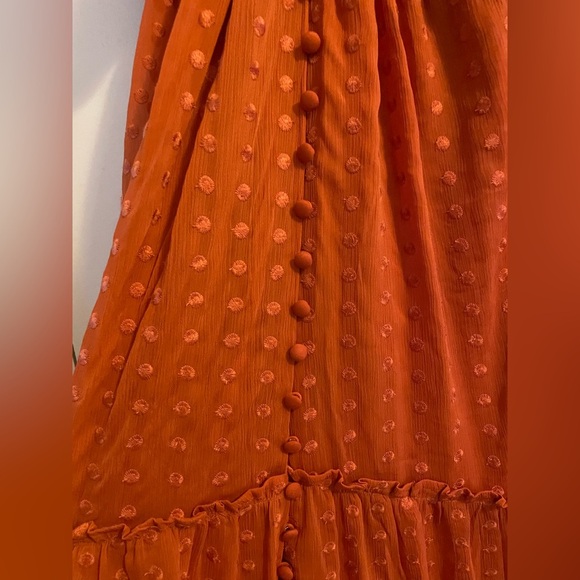 NWT Anthropologie Ruched Tiered Dress Terra Cotta Size XS - Picture 6 of 15